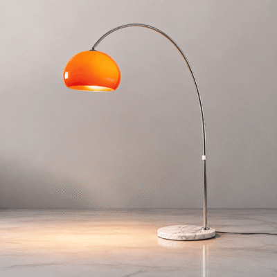 Modern LED Floor Lamp with Iron Frame, Marble Base & ABS Shade
