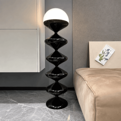 Modern Spiral Iron Floor Lamp with Glass Globe – Nirdic LED Standing Lamp