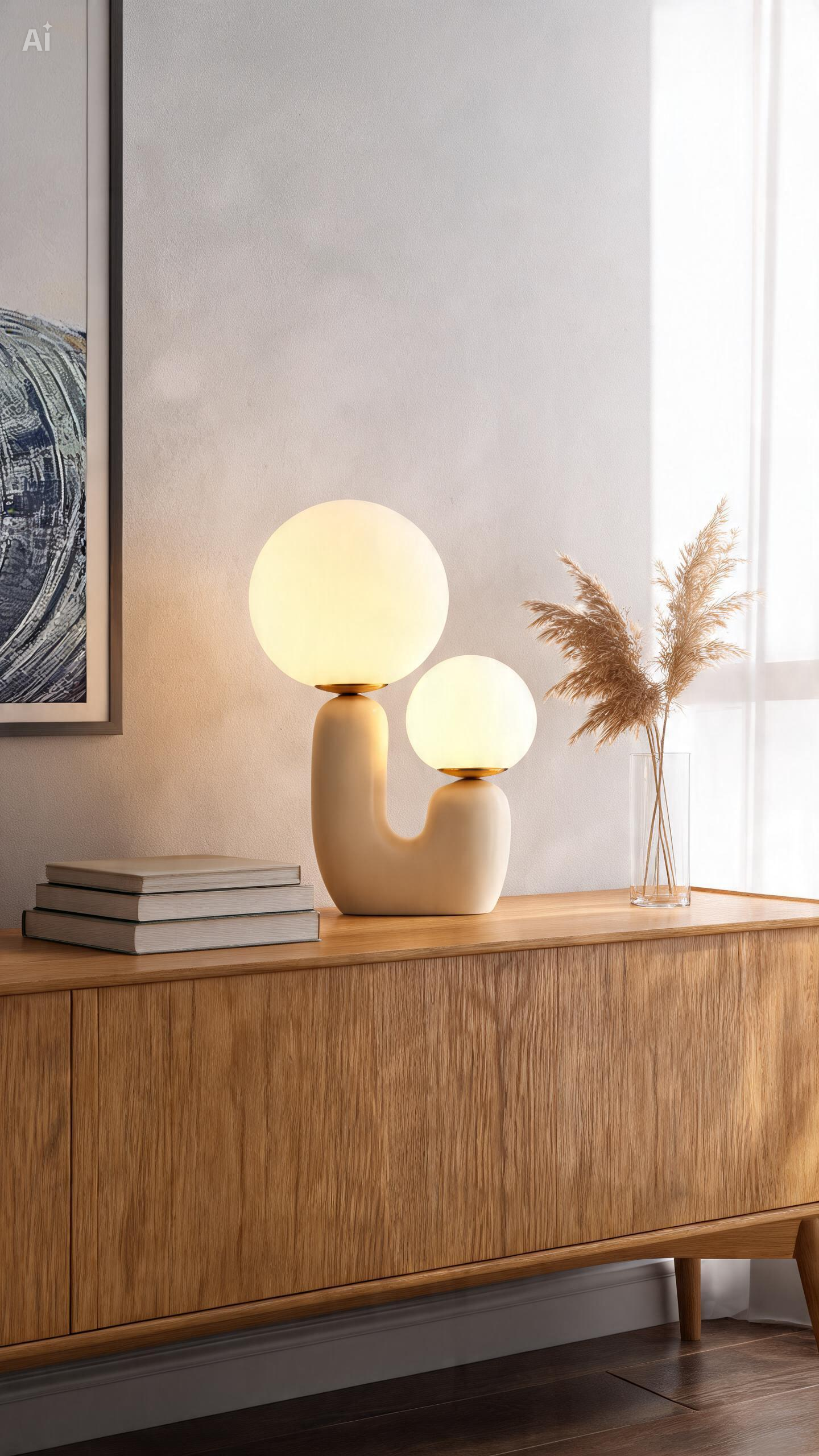 Modern Double Globe Resin Table Lamp