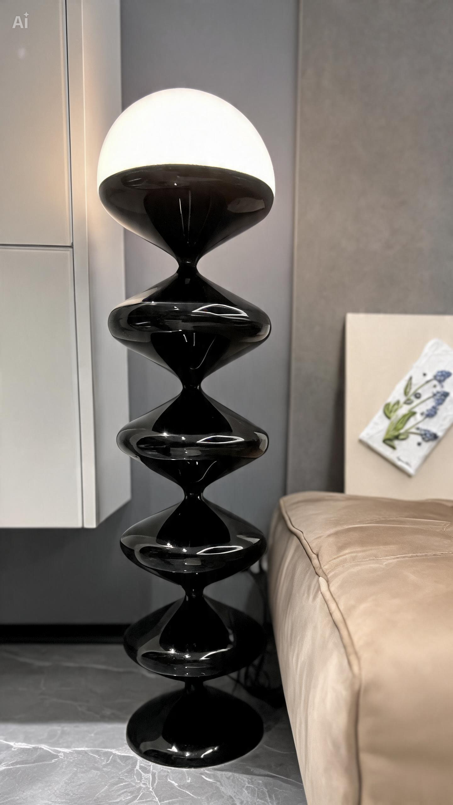 Modern Spiral Iron Floor Lamp with Glass Globe – Nirdic LED Standing Lamp