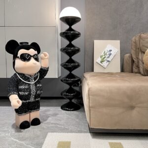 Modern Spiral Iron Floor Lamp with Glass Globe – Nirdic LED Standing Lamp