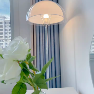 Modern LED Floor Lamp with Glass Shade and Iron Metal Body